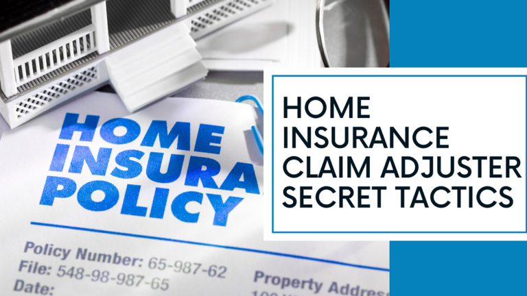Illustration of a person holding a magnifying glass over a house, symbolizing home insurance claim adjuster tactics.