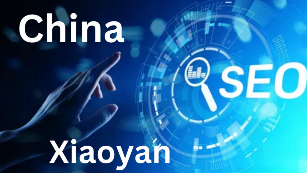 Modern graphic featuring China SEO Xiaoyan logo integrated with global networking symbols, reflecting innovative digital strategies for Chinese markets.