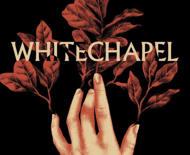 Collection of Whitechapel merchandise featuring band t-shirts, hoodies, and accessories.