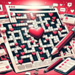 A crossword puzzle themed around the "Get Who Gets You" dating site, featuring various clues and boxes to fill in.